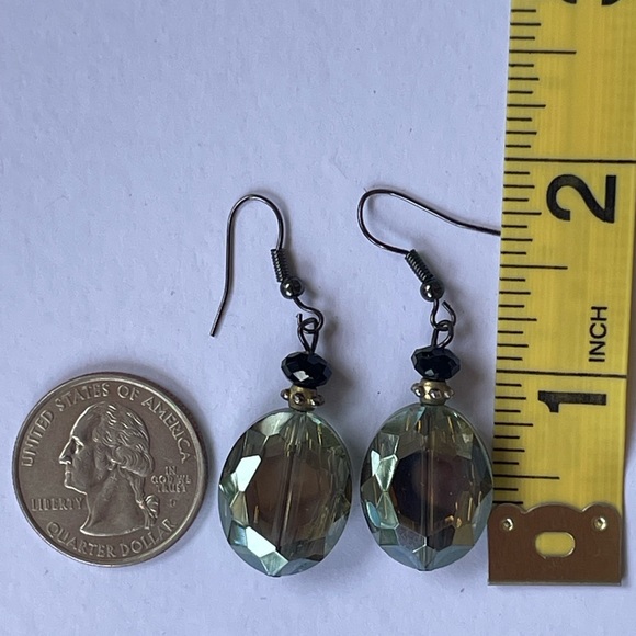Vintage dangle earrings with faceted teardrop faux citrine stones! 🌿 - Picture 8 of 9